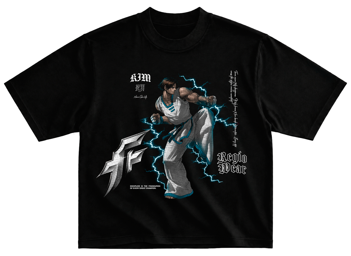 Playera KIM KOF 97 estilo streetwear vintage desgastado tee