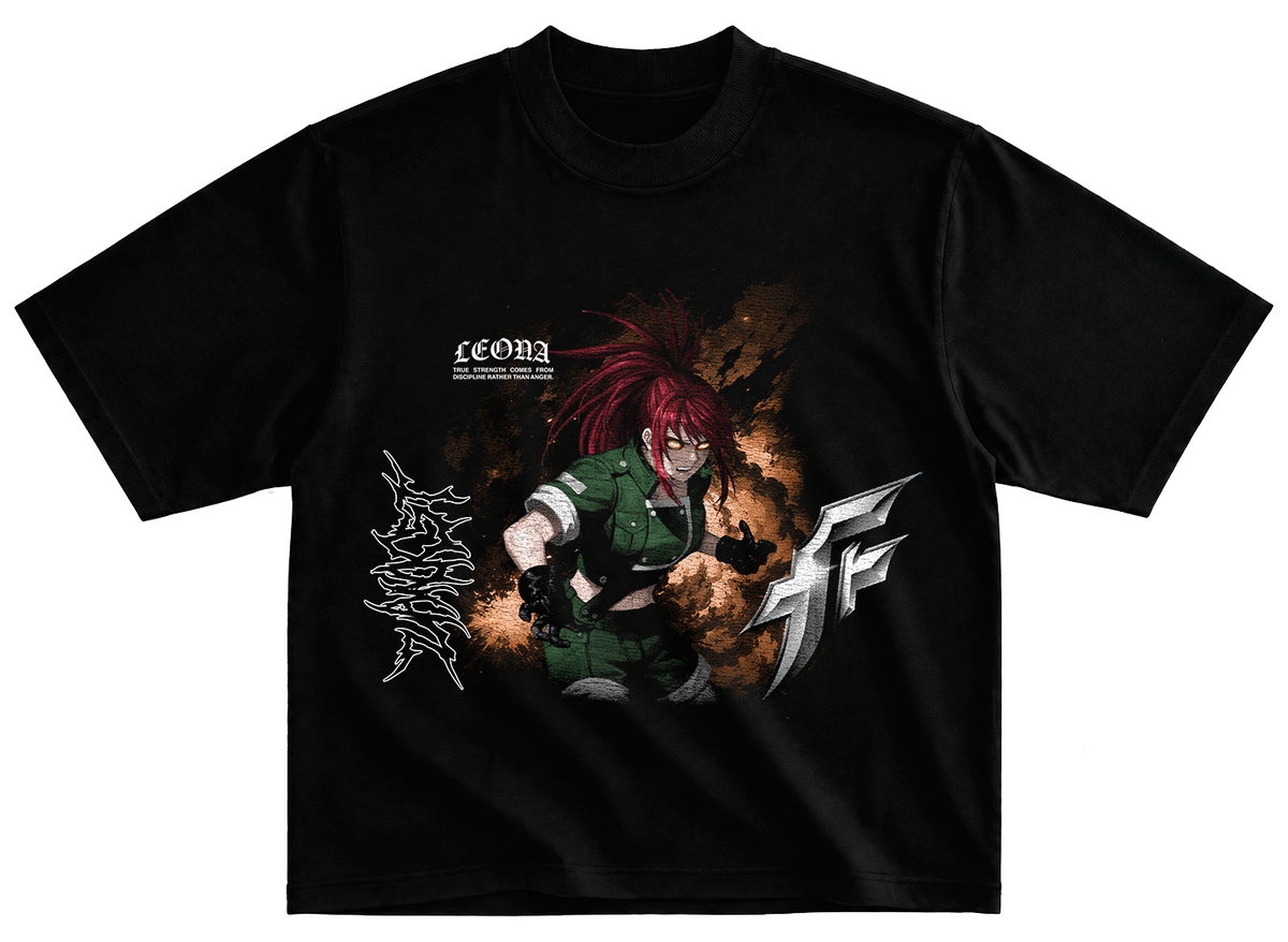 Playera LEONA KOF 97 estilo streetwear vintage desgastado tee