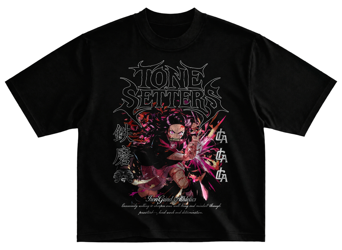 Playera Devilish Demon Slayer gym corte oversize 100% algodón