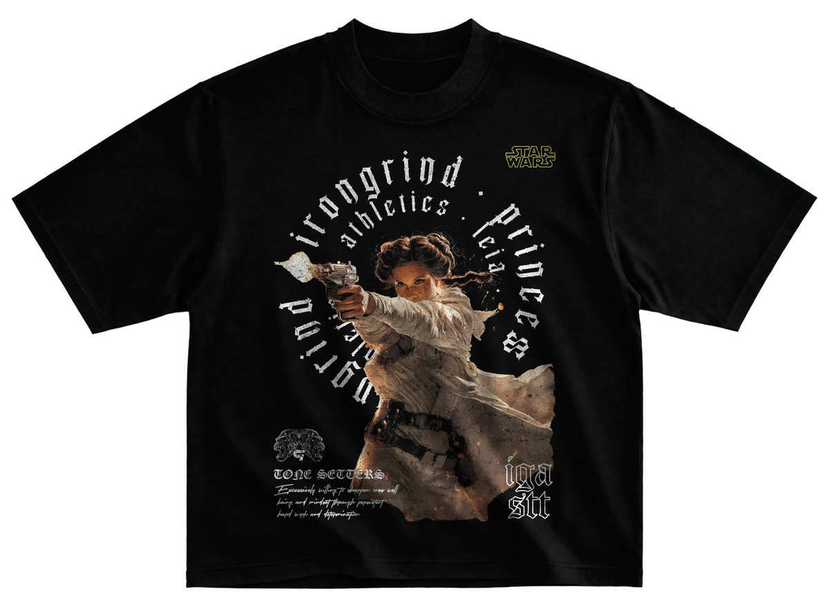 Playera Princesa Leia streetwear gym corte oversize 100% algodón