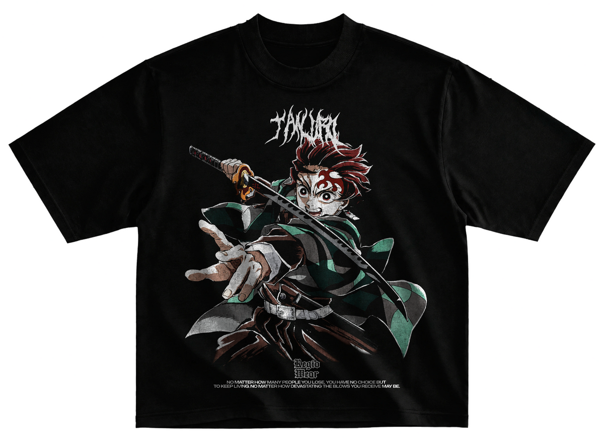 Playera Tanjiro demon slayer corte oversize 100 algodon