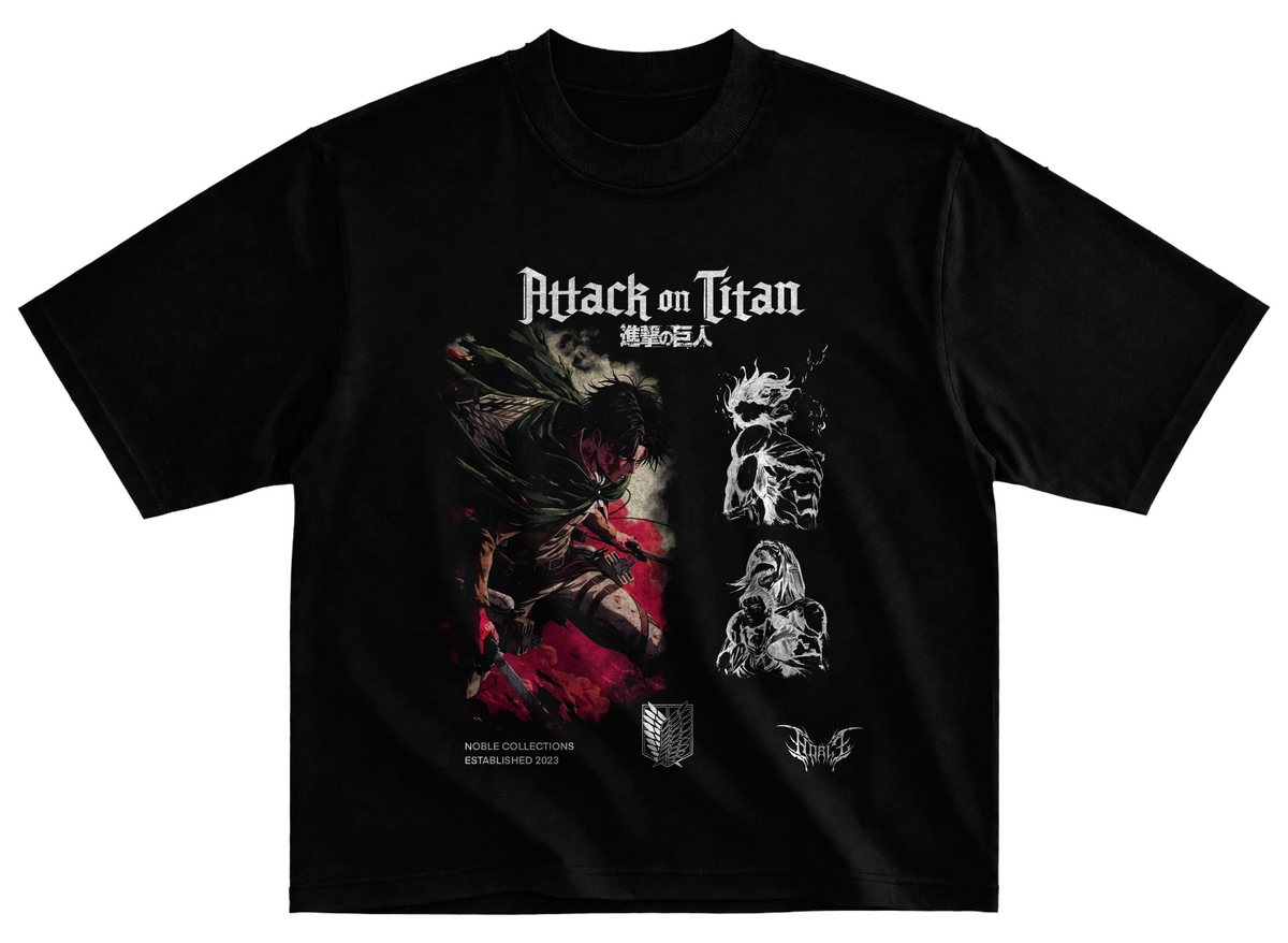Playera attack on titan streetwear gym corte oversize 100% algodón