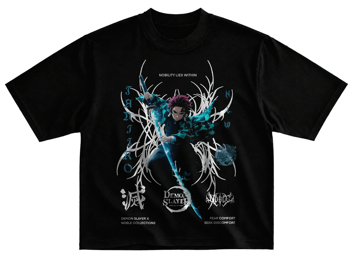 Playera demon slayer streetwear gym corte oversize 100% algodón