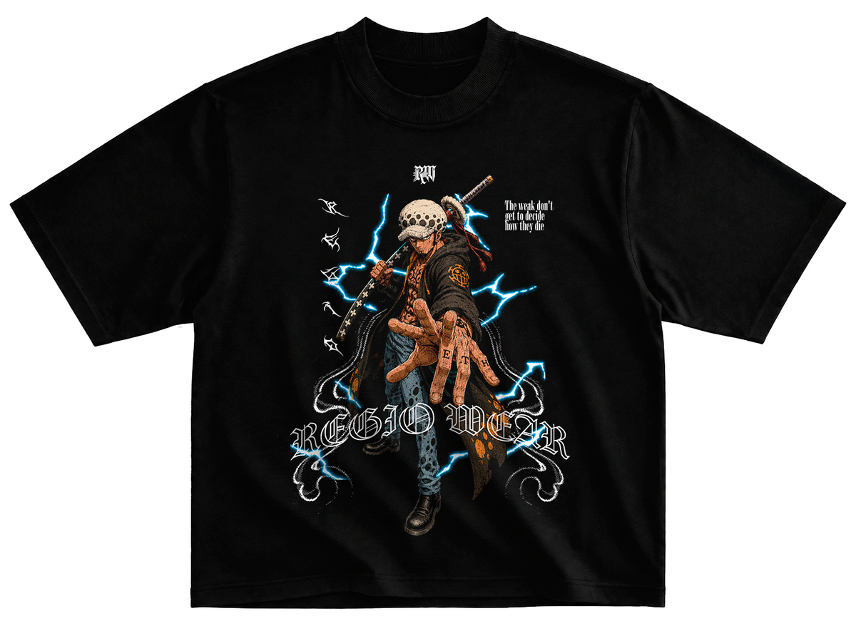 Playera Trafalgar Law estilo streetwear vintage desgastado tee