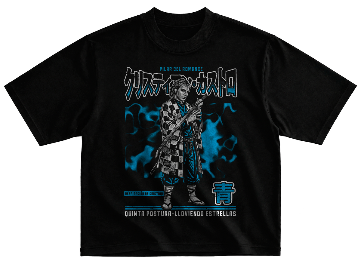 Playera CRISTIAN CASTRO demon slayer corte oversize 100%