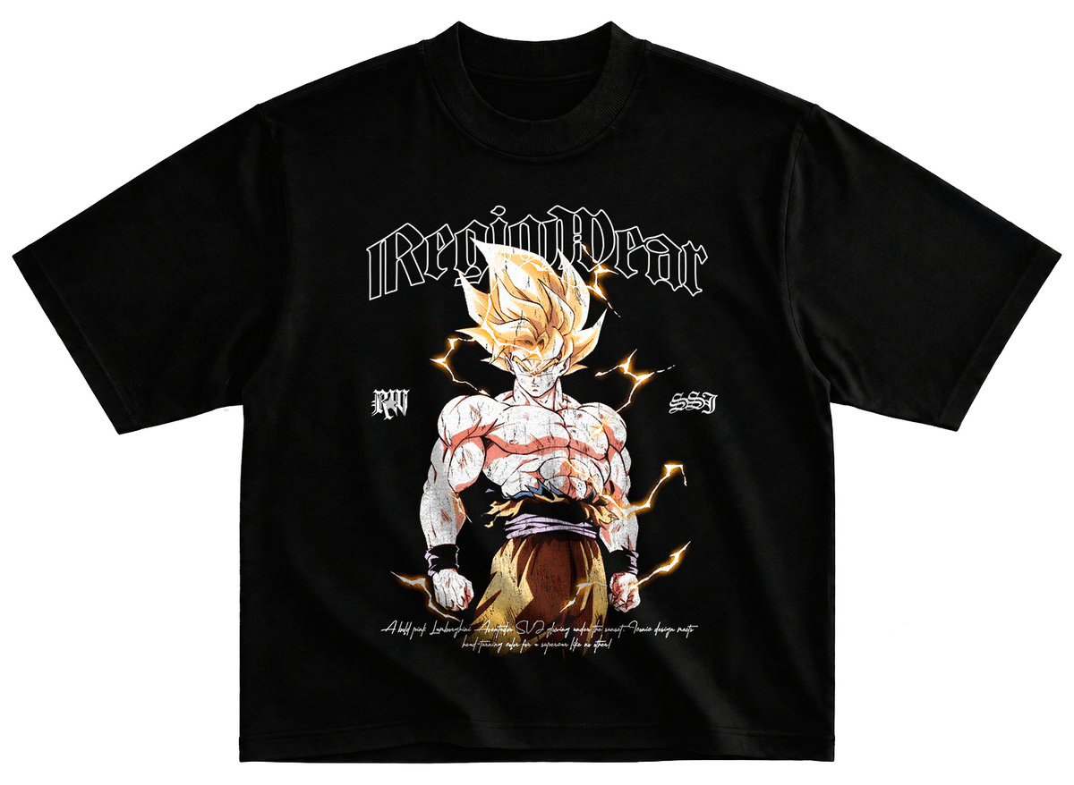 Playera goku ssj estilo streetwear vintage desgastado tee