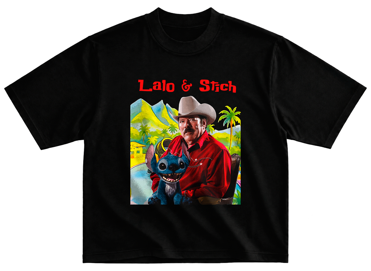 Playera meme Lalo y Stich corte oversize 100% algodon
