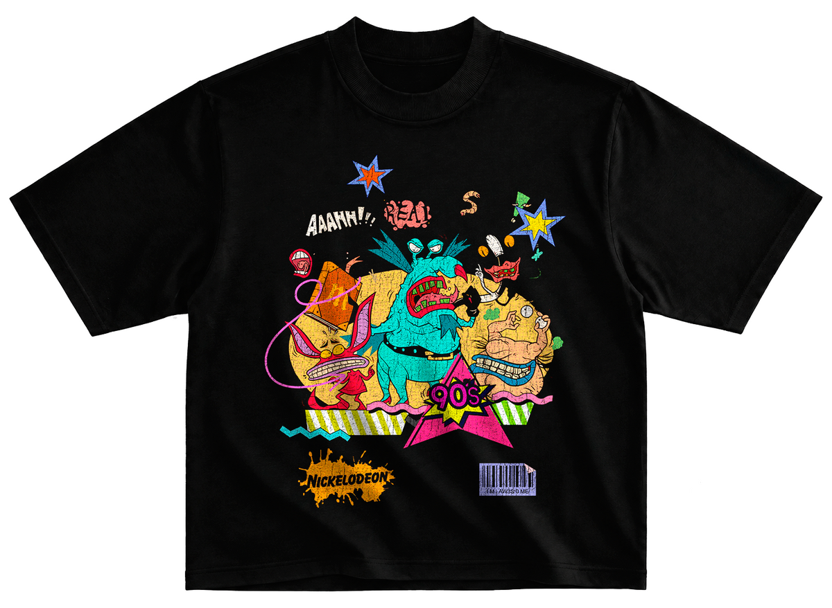 Playera Aaahh Real Monsters estilo vintage desgastado 90's cartoons t12