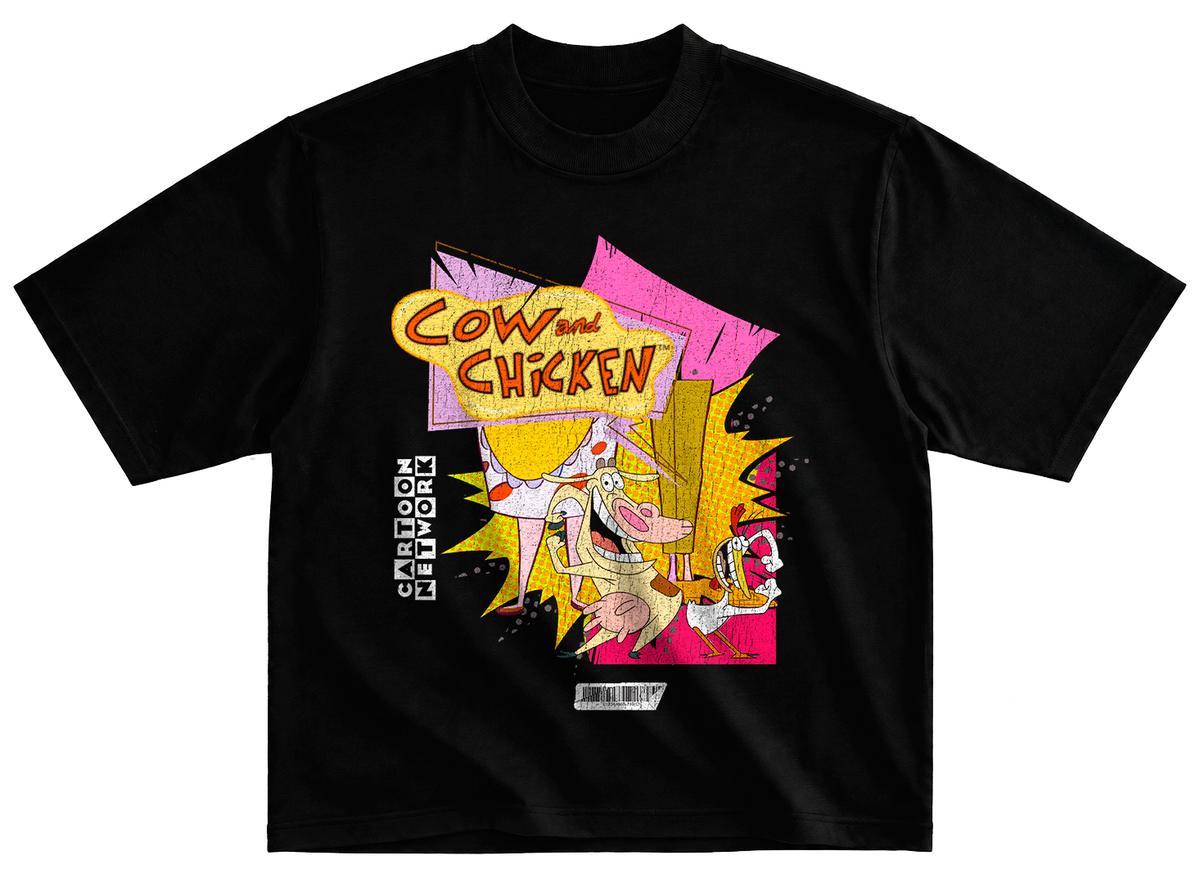 Playera La Vaca y el Pollito estilo vintage desgastado 90's cartoons t1