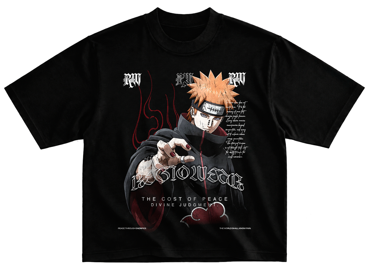 Playera Nagato Pain estilo streetwear vintage desgastado tee