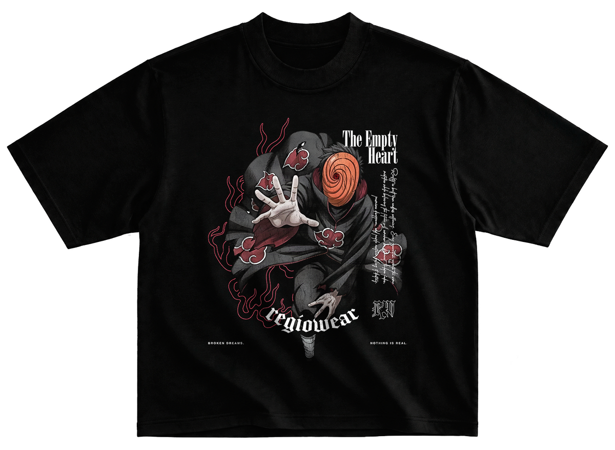 Playera Obito Uchiha estilo streetwear vintage desgastado tee