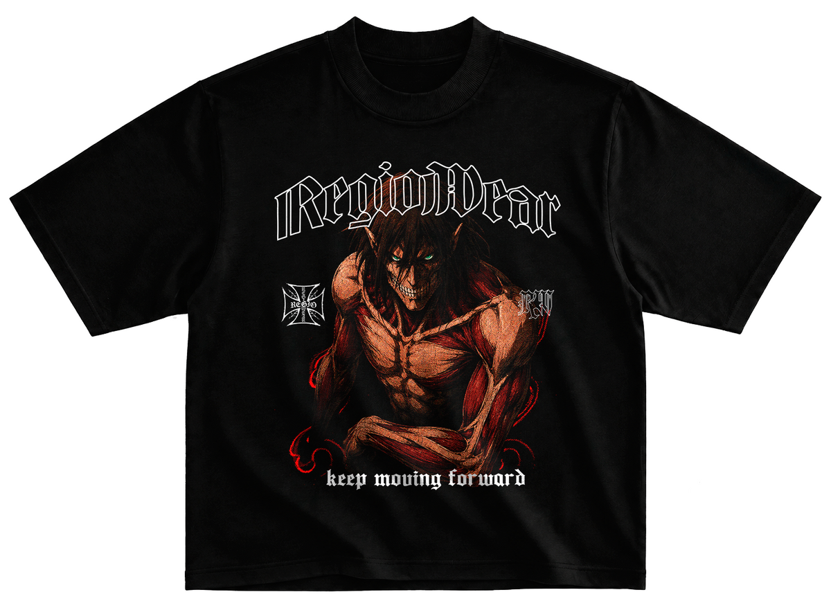 Playera titan Eren Jaeger estilo streetwear vintage desgastado tee
